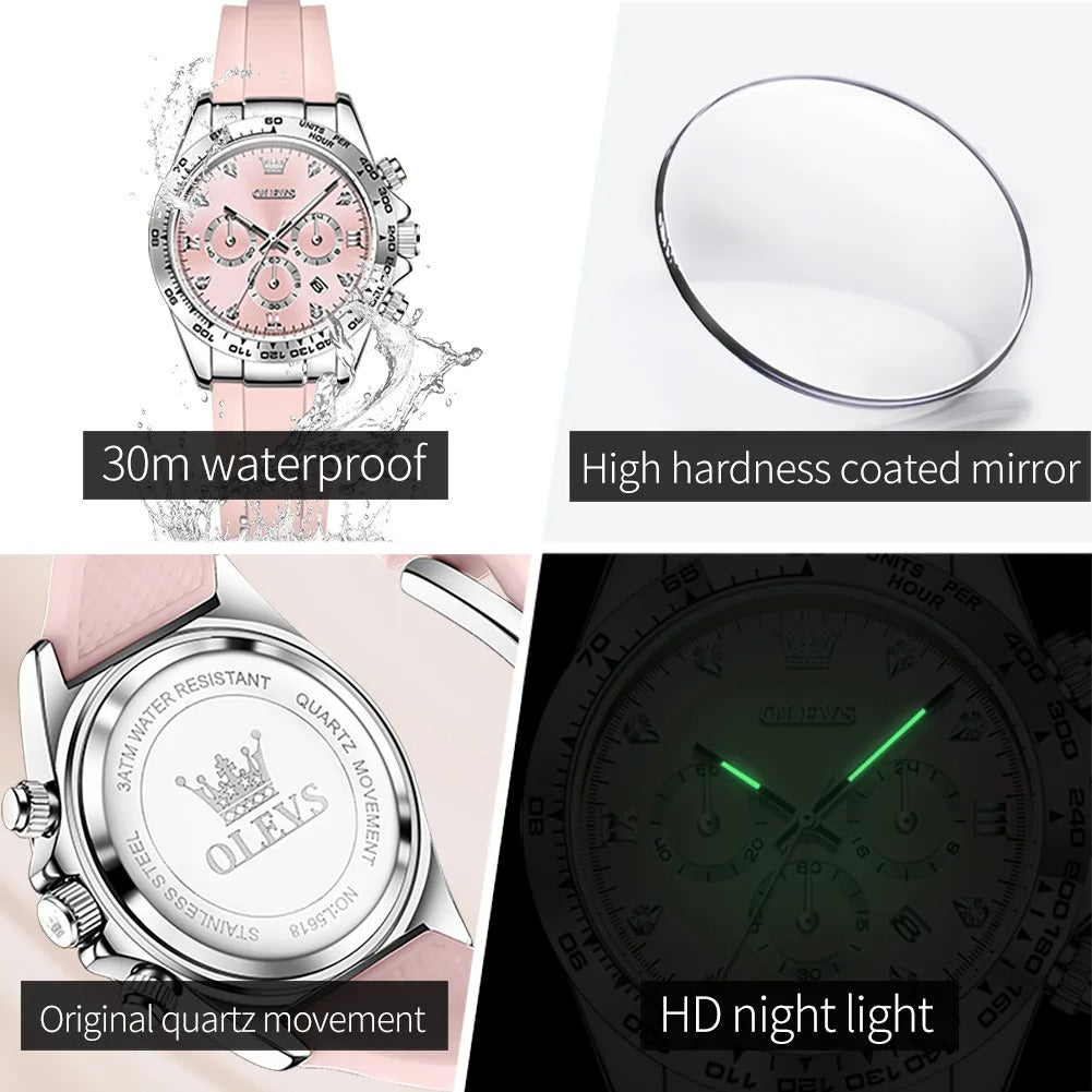 OLEVS 5618 Woman Watch Silicone Strap